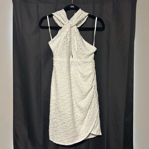 NEW Saints + Secrets Women’s Size Large/12 White Floral Halter Mini Dress